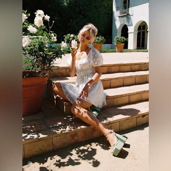 PRINCESS POLLY KENNY MINI DRESS PUFFY SQUARE NECK FLORAL PATTERN FRONT TIES - Picture 6 of 10